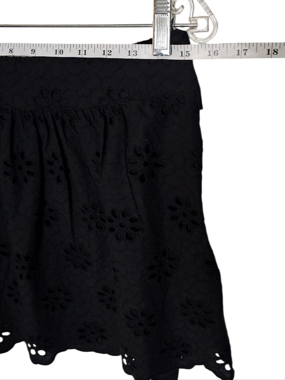 The Kooples Flowy Black Eyelet Cotton Lined Mini Skirt w Tie Front Belt size 1 - Picture 13 of 13